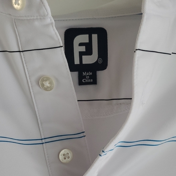 FootJoy Classic White and Blue Polo Shirt - Picture 2 of 4